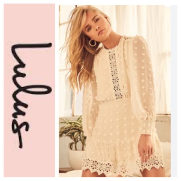 Lulus Dresses & Skirts - LULU'S Lust or Love Cream Embroidered Lace Long Sleeve Dress